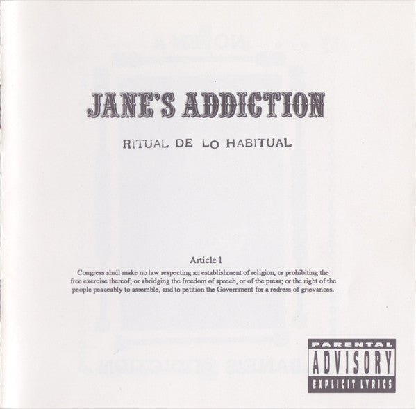 Jane's Addiction : Ritual De Lo Habitual (CD, Album, Club, SRC)