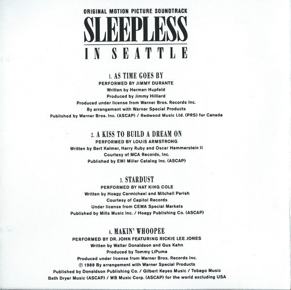 Various : Sleepless In Seattle (Original Motion Picture Soundtrack) (CD, Comp)