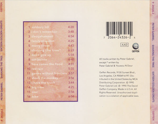 Peter Gabriel : Shaking The Tree (Sixteen Golden Greats) (CD, Comp, RE, RP, MCA)