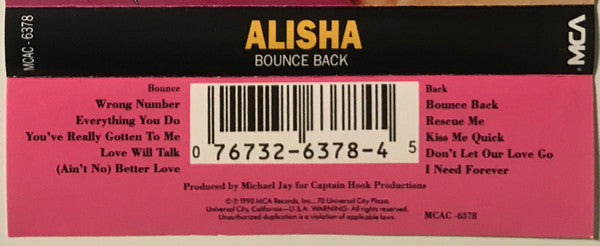 Alisha : Bounce Back (Cass, Album, Dol)