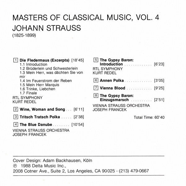 Johann Strauss Jr. : Masters Of Classical Music, Vol.4: Strauss (CD, Comp)