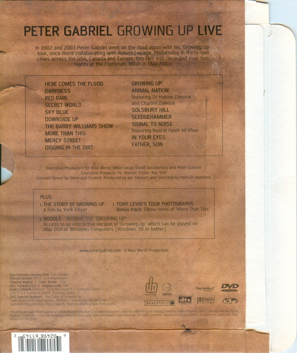 Peter Gabriel : Growing Up Live (DVD-V, NTSC, Reg)