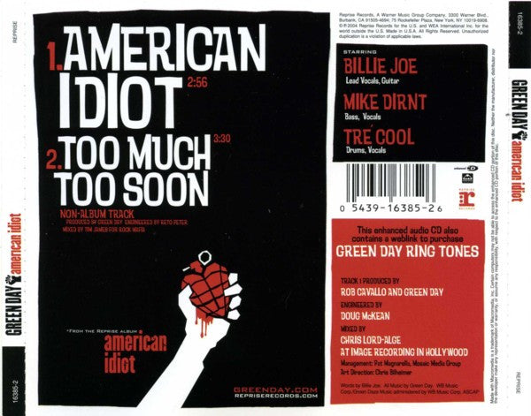 Green Day : American Idiot (CD, Single, Enh)