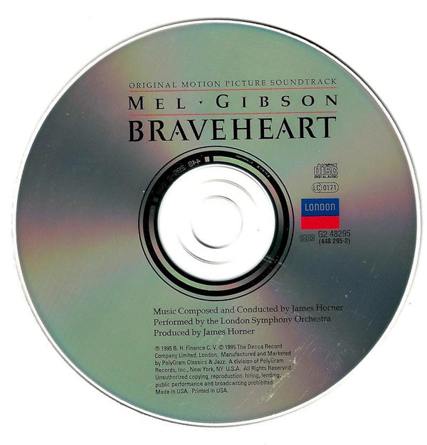 James Horner Performed By London Symphony Orchestra : Braveheart (Original Motion Picture Soundtrack) (CD, Album, Club)