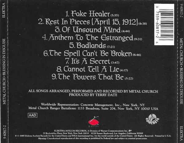 Metal Church : Blessing In Disguise (CD, Album)