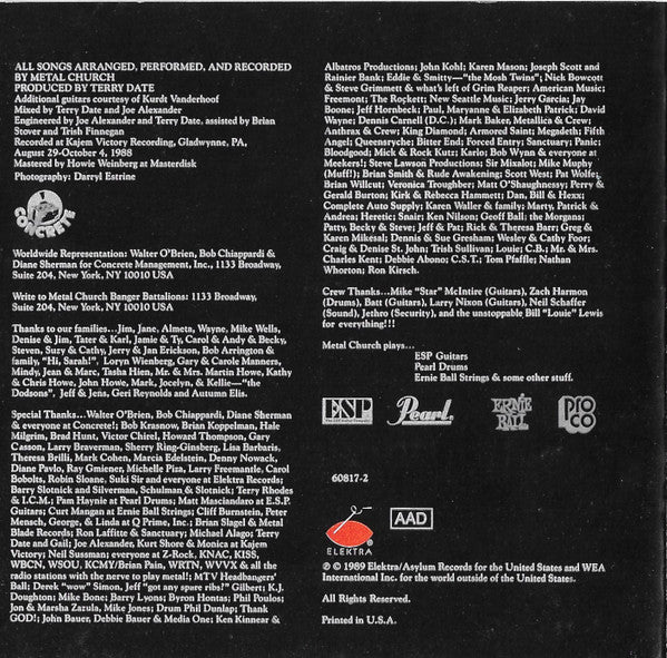 Metal Church : Blessing In Disguise (CD, Album)