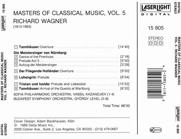 Richard Wagner : Masters Of Classical Music, Vol.5: Wagner (CD, Comp)