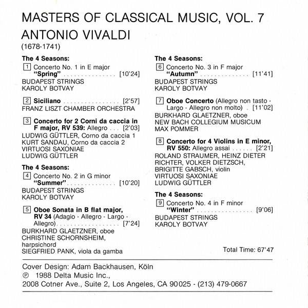 Antonio Vivaldi : Masters Of Classical Music, Vol.7: Vivaldi (CD, Comp)