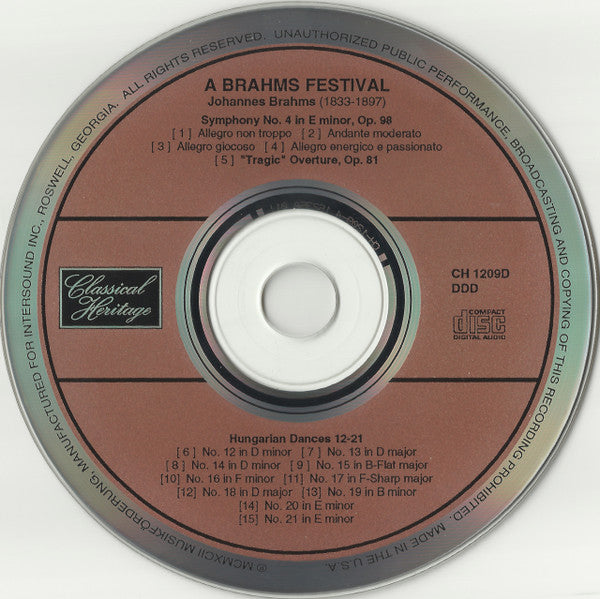 Various : A Brahms Festival (Johannes Brahms 1833-1897) (CD, Comp)