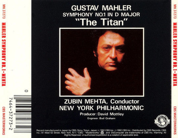Gustav Mahler, New York Philharmonic, Zubin Mehta : Symphony No. 1 (CD, RE)