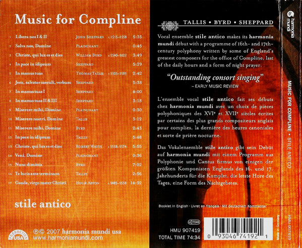 Stile Antico : Music For Compline (CD, Album)