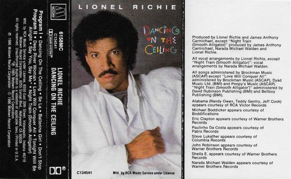 Lionel Richie : Dancing On The Ceiling (Cass, Album, Club)