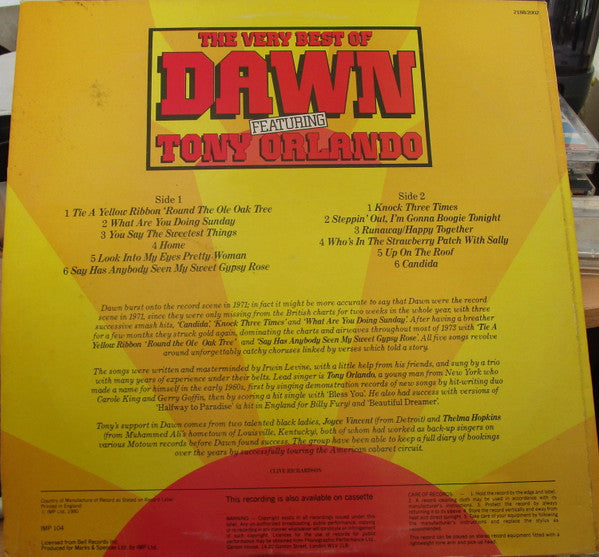 Dawn (5) Featuring Tony Orlando : The Very Best Of Dawn Featuring Tony Orlando (LP, Comp)