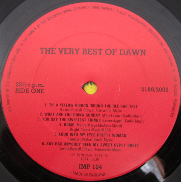 Dawn (5) Featuring Tony Orlando : The Very Best Of Dawn Featuring Tony Orlando (LP, Comp)