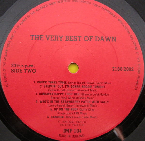 Dawn (5) Featuring Tony Orlando : The Very Best Of Dawn Featuring Tony Orlando (LP, Comp)
