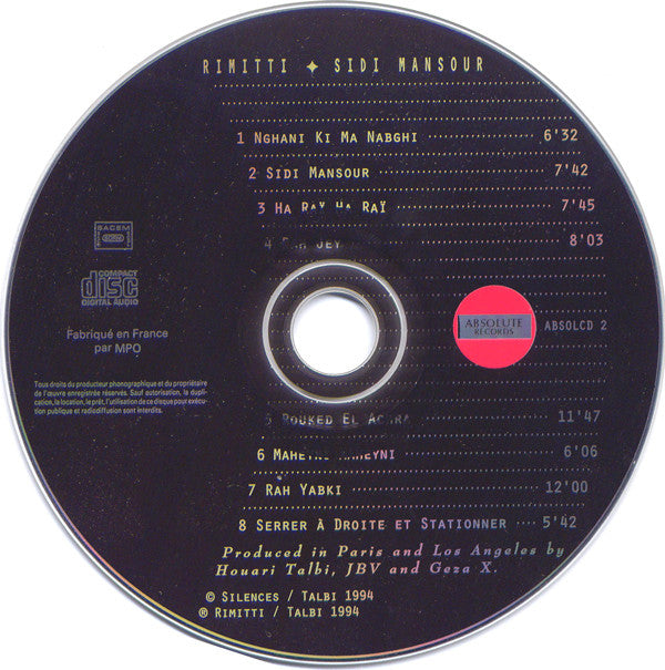 Cheikha Rimitti : Sidi Mansour (CD, Album, Dig)