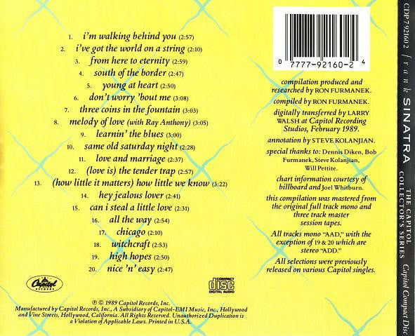 Frank Sinatra : The Capitol Collector's Series (CD, Comp, Mono, RE, SID)