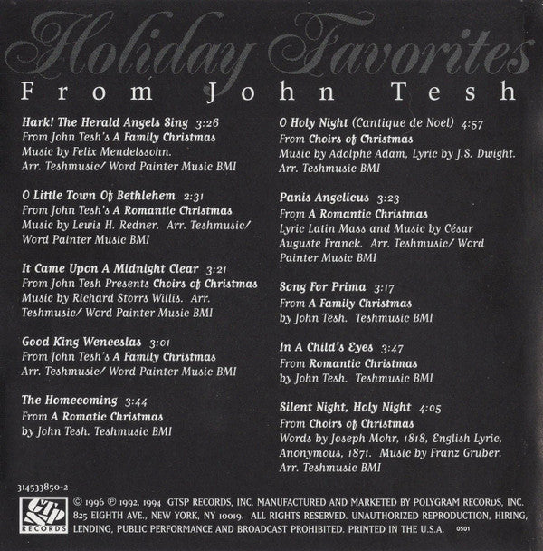 John Tesh : Holiday Favorites From John Tesh (CD, Comp)