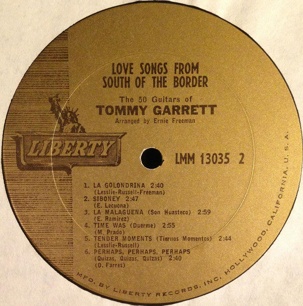 The 50 Guitars Of Tommy Garrett - Love Songs From South Of The Border (LP) (VG) - Endless Media