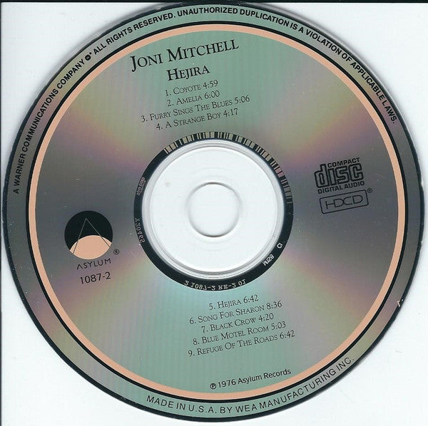 Joni Mitchell : Hejira (HDCD, Album, RE, RM, RP, Cin)