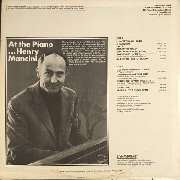 Henry Mancini And His Orchestra And Chorus - A Warm Shade Of Ivory (LP) (VG+) - Endless Media