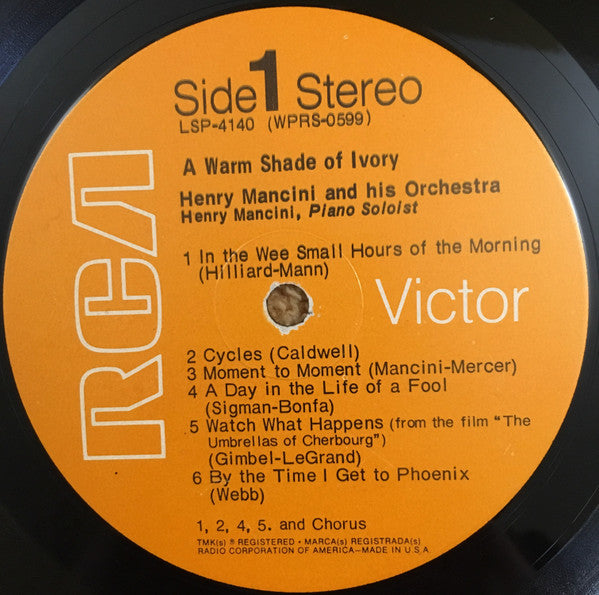 Henry Mancini And His Orchestra And Chorus - A Warm Shade Of Ivory (LP) (VG+) - Endless Media