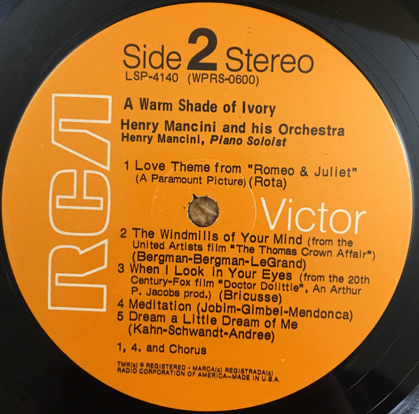 Henry Mancini And His Orchestra And Chorus - A Warm Shade Of Ivory (LP) (VG+) - Endless Media