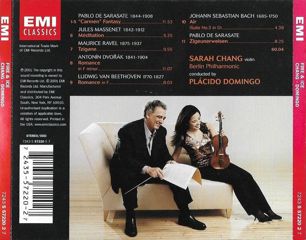 Sarah Chang, Placido Domingo, Berliner Philharmoniker : Fire And Ice (Popular Works For Violin And Orchestra) (CD, Album)