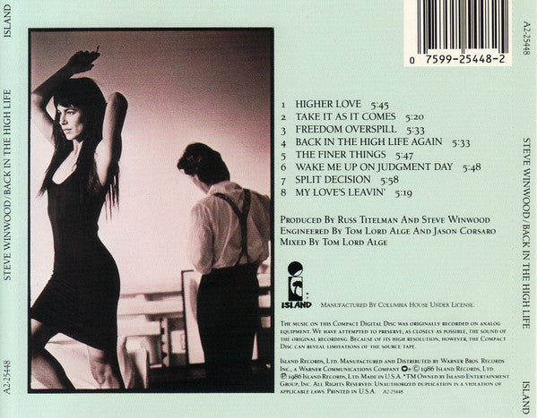 Steve Winwood : Back In The High Life (CD, Album, Club, SRC)