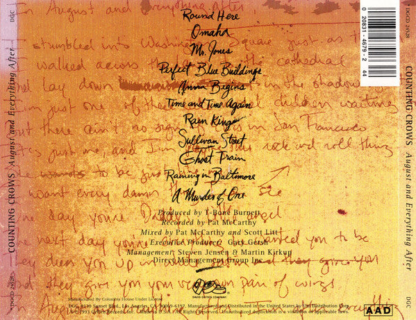 Counting Crows : August And Everything After (CD, Album, Club, RE, Col)