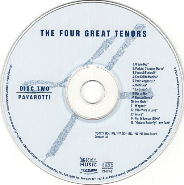 Luciano Pavarotti, Mario Lanza, José Carreras, Placido Domingo : The Four Great Tenors (4xCD, Comp + Box)