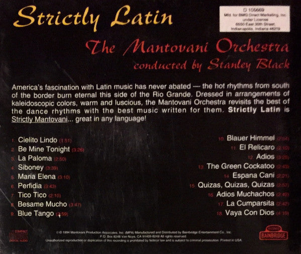 Mantovani And His Orchestra : Strictly Latin (CD, Club, BMG)