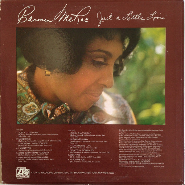 Carmen McRae : Just A Little Lovin' (LP, Album, Pre)