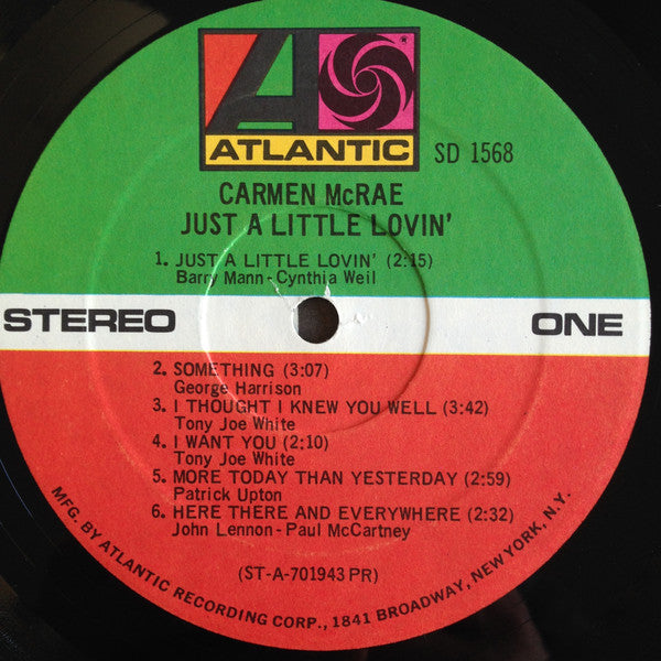 Carmen McRae : Just A Little Lovin' (LP, Album, Pre)