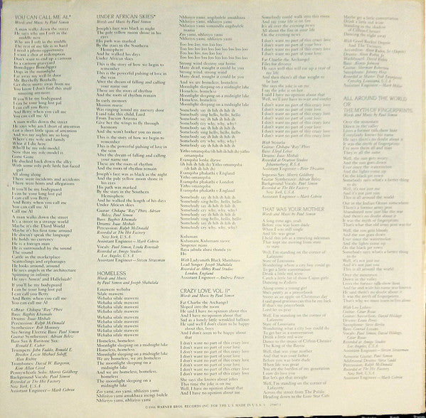 Paul Simon : Graceland (LP, Album, All)