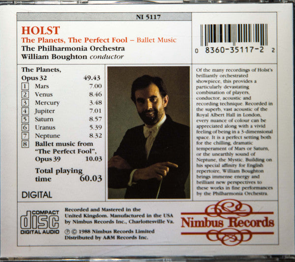 Gustav Holst, Philharmonia Orchestra, William Boughton : The Planets, The Perfect Fool - Ballet Music (CD, Album)