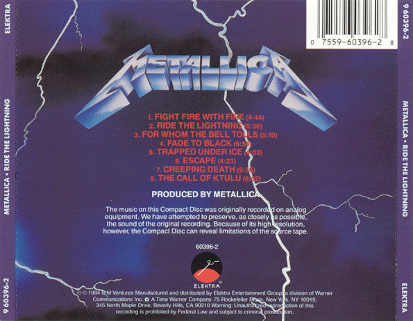 Metallica : Ride The Lightning (CD, Album, RE, RM, SRC)