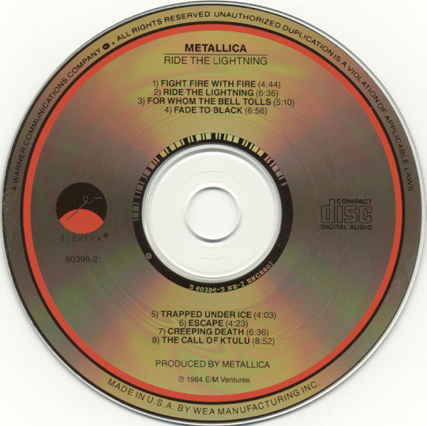 Metallica : Ride The Lightning (CD, Album, RE, RM, SRC)