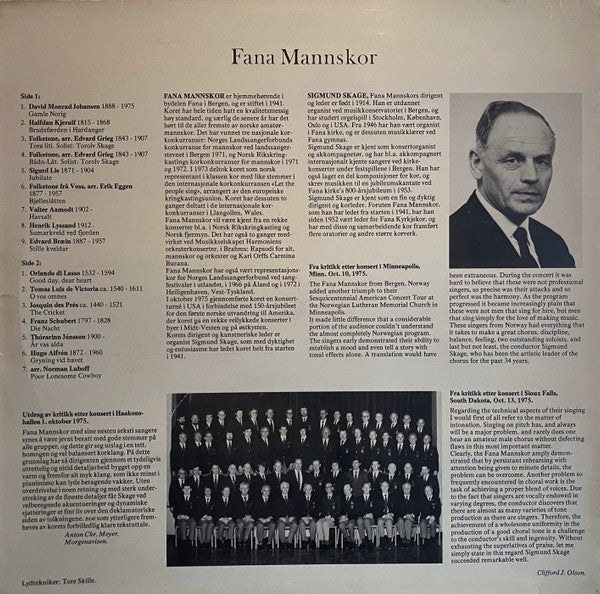 Fana Mannskor : Album 1 (LP)