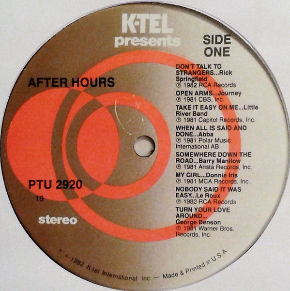 Various : After Hours - The Chart Soaring Hits of Today (LP, Comp, 19 )