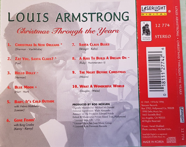 Louis Armstrong : Christmas Through The Years   (CD, Comp, RE)