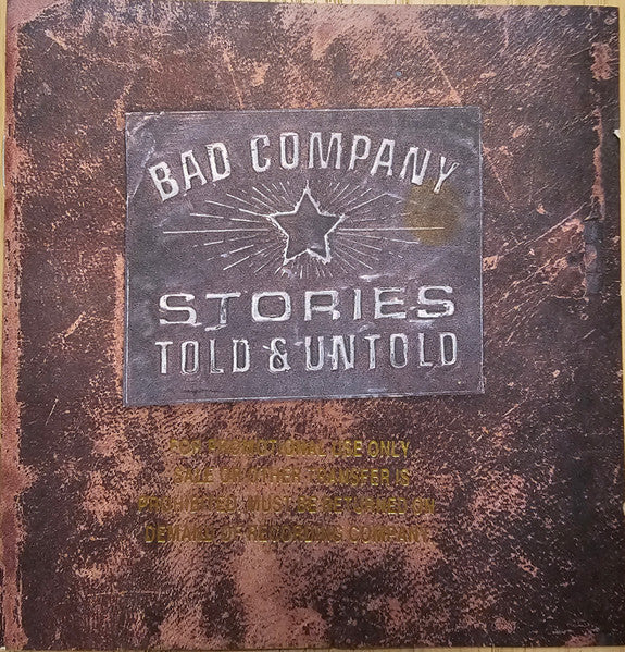 Bad Company (3) : Stories Told & Untold (CD, Album, Promo)