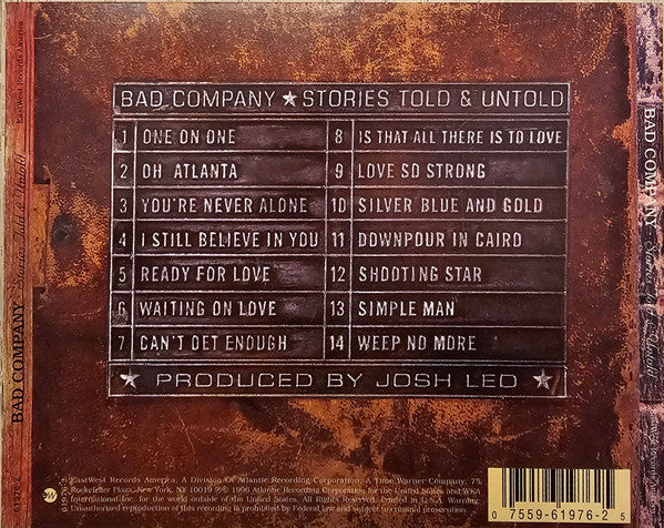 Bad Company (3) : Stories Told & Untold (CD, Album, Promo)