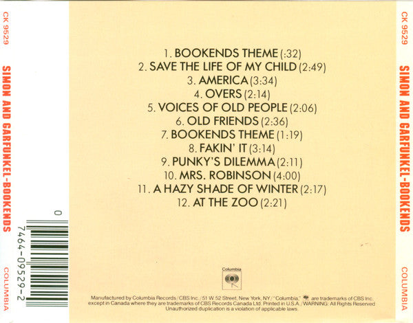 Simon & Garfunkel : Bookends (CD, Album, RE, Pit)