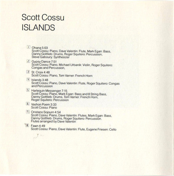 Scott Cossu : Islands (CD, Album, RP)