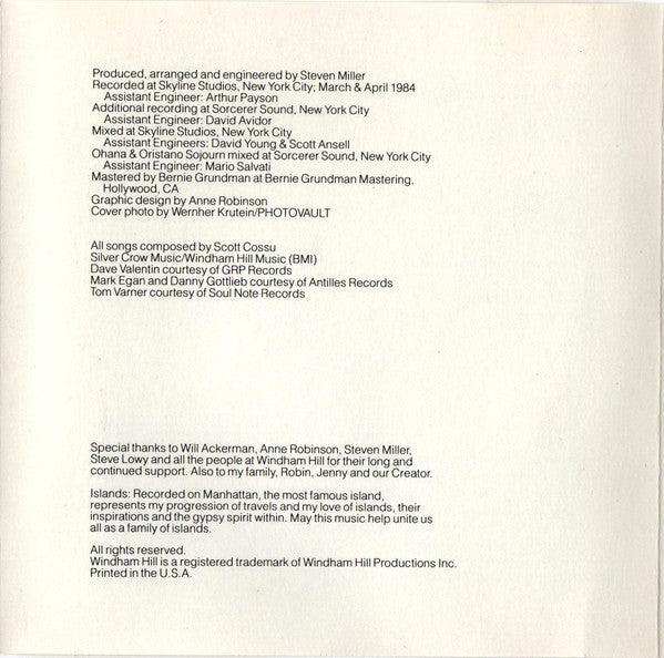 Scott Cossu : Islands (CD, Album, RP)