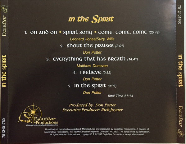 MorningStar (5) With Don Potter, Leonard Jones (3) And Matthew Donovan : In The Spirit (Songs From The Heart Of David Worship And Warfare II Conference) (CD, Album)
