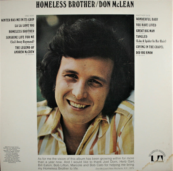 Don McLean : Homeless Brother (LP, Album, Ter)