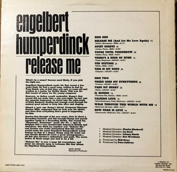 Engelbert Humperdinck - Release Me (LP) (VG) - Endless Media