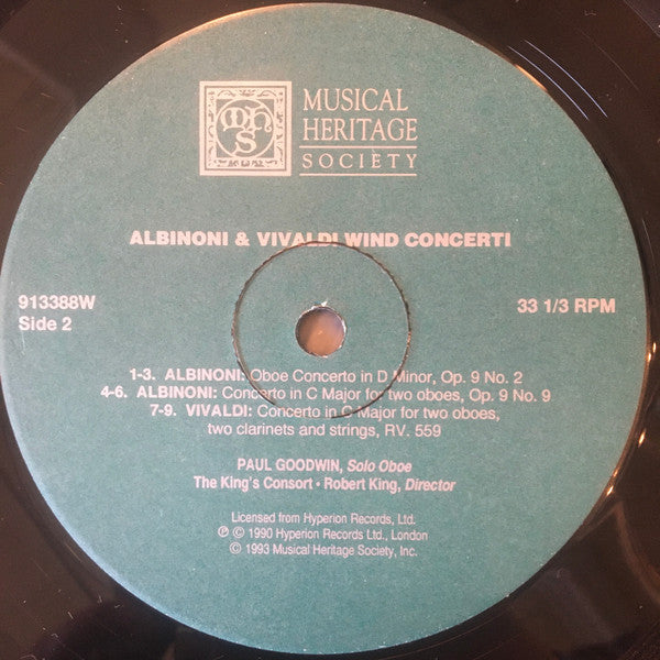 Paul Goodwin (2) : Albinoni & Vivaldi Wind Concerti (LP)